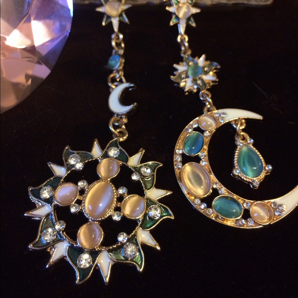 Sun and Moon Dangle Earrings