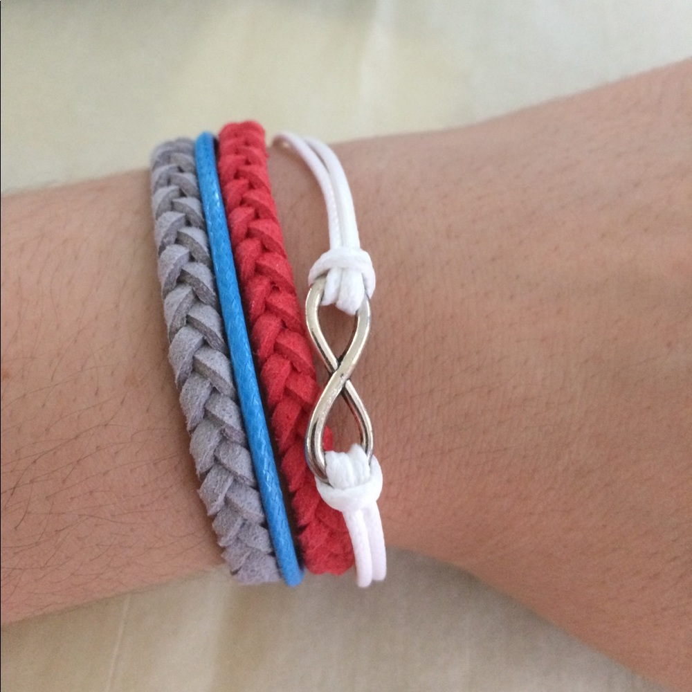3/$15!! Red, White, and Blue Infinity Bracelet