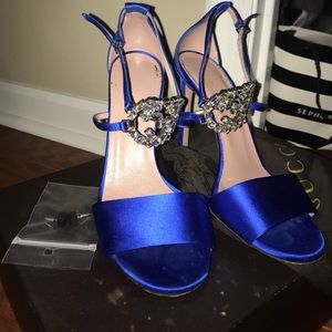 Gucci Logo made of Gemstones, Satin Royal Blue