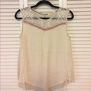 NWOT! - Cream Tank Top w/ Lace Detail