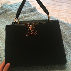 Black Designer Inspired Top Handle Bag