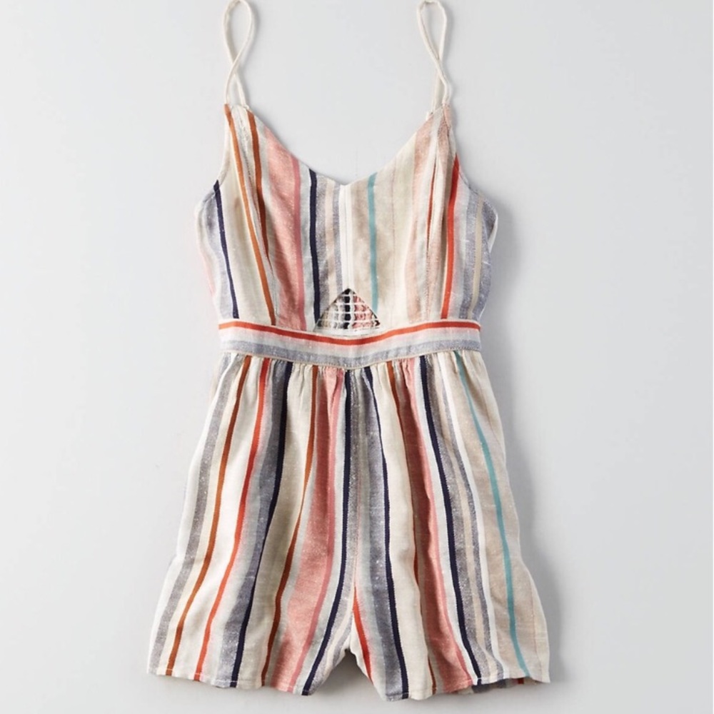 American Eagle AEO keyhole striped romper XS