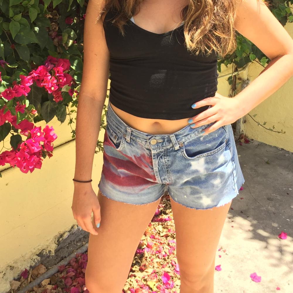 Handmade American Flag Denim Shorts