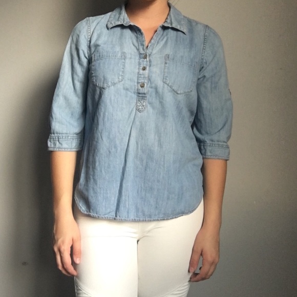 Denim Quarter Sleeve Shirt - Picture 1 of 5