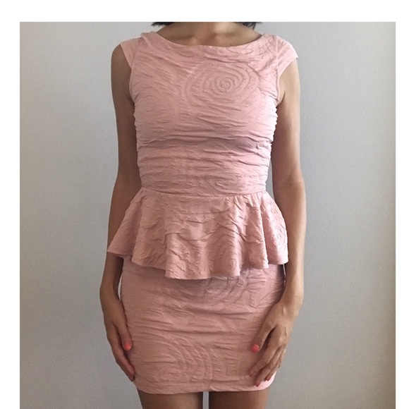 Arden B Blush Pink Peplum Dress - Picture 1 of 3
