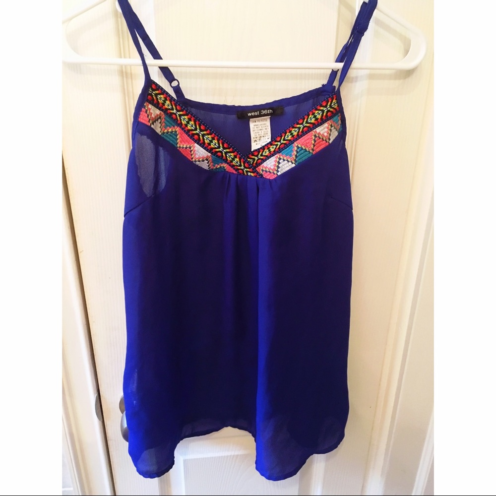 West 36th royal blue & patterned top