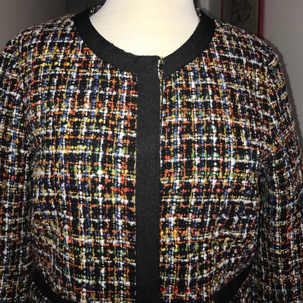 H&M Multi Color Nubby Boucle Style Jacket Sz12 - image 2