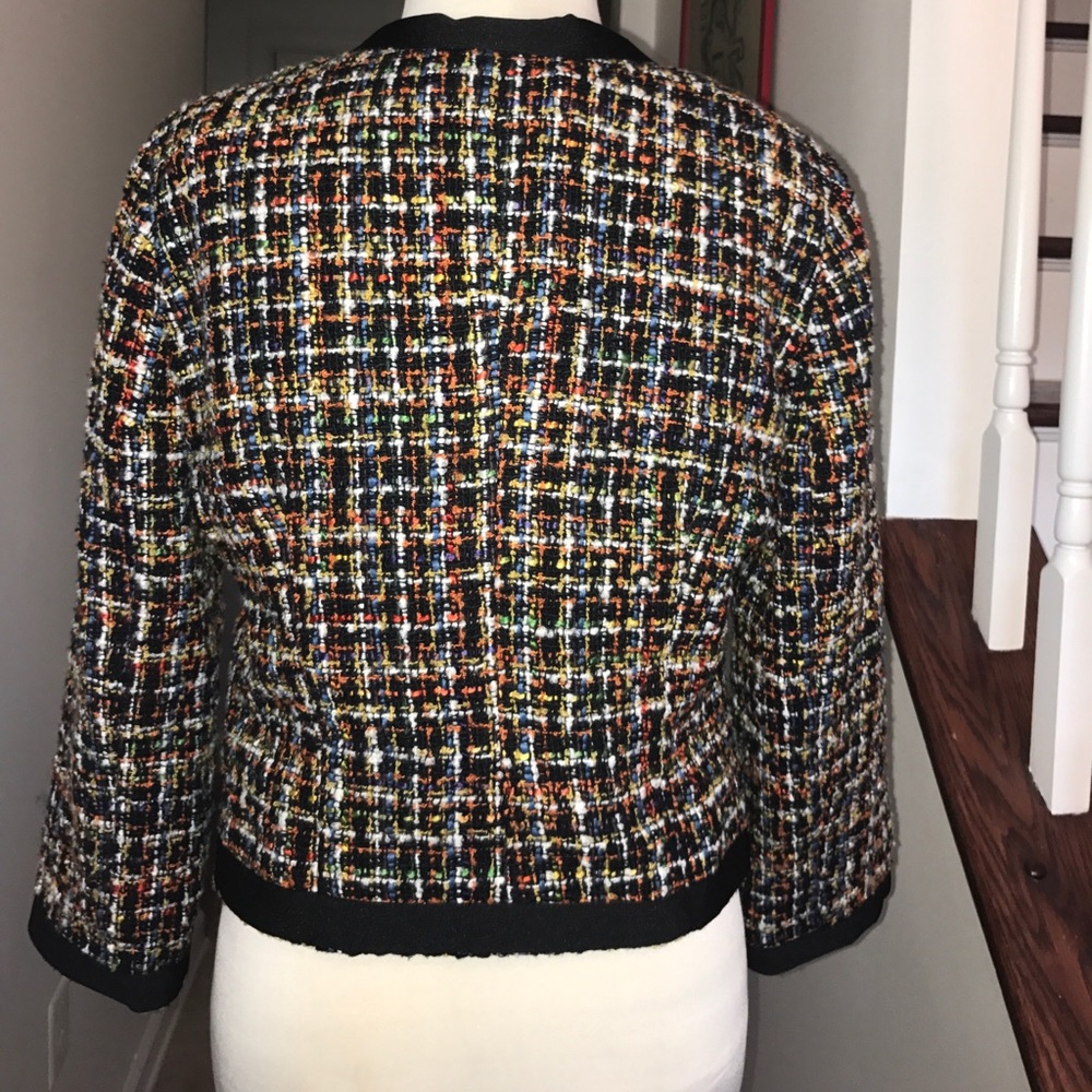 H&M Multi Color Nubby Boucle Style Jacket Sz12 - image 4