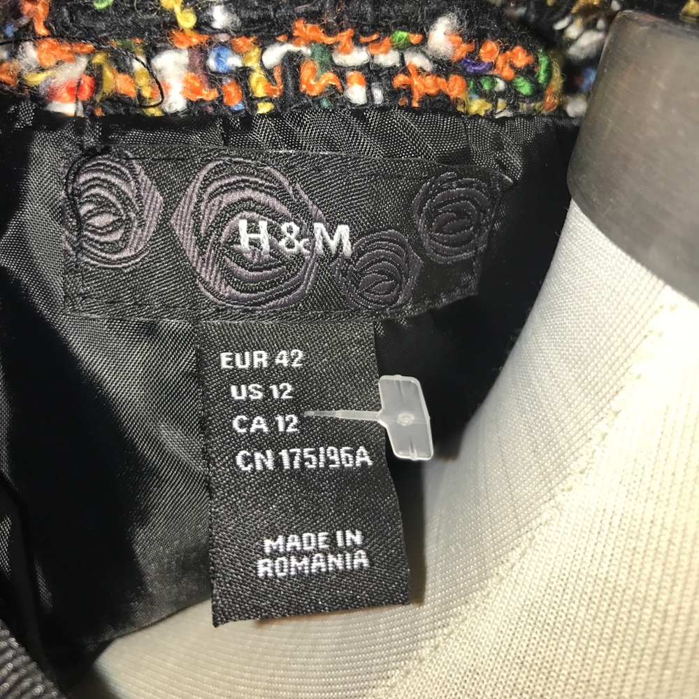 H&M Multi Color Nubby Boucle Style Jacket Sz12 - image 5