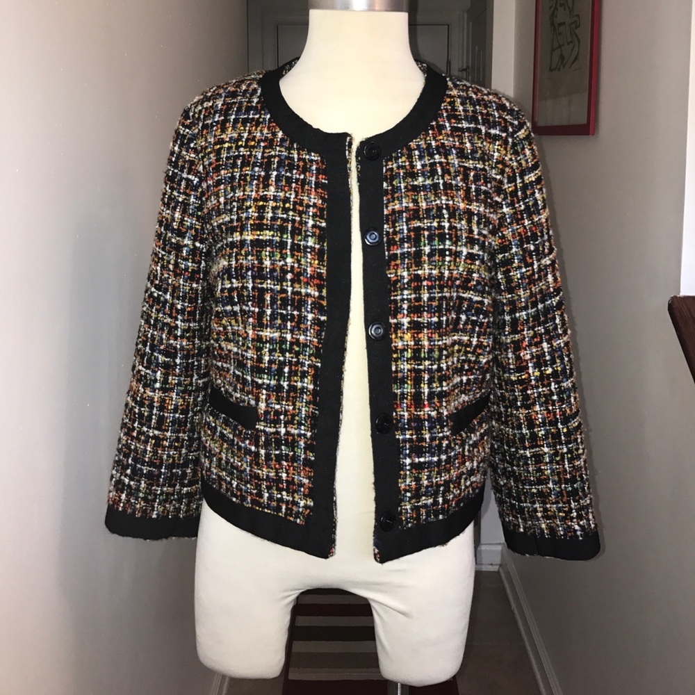 H&M Multi Color Nubby Boucle Style Jacket Sz12 - image 6