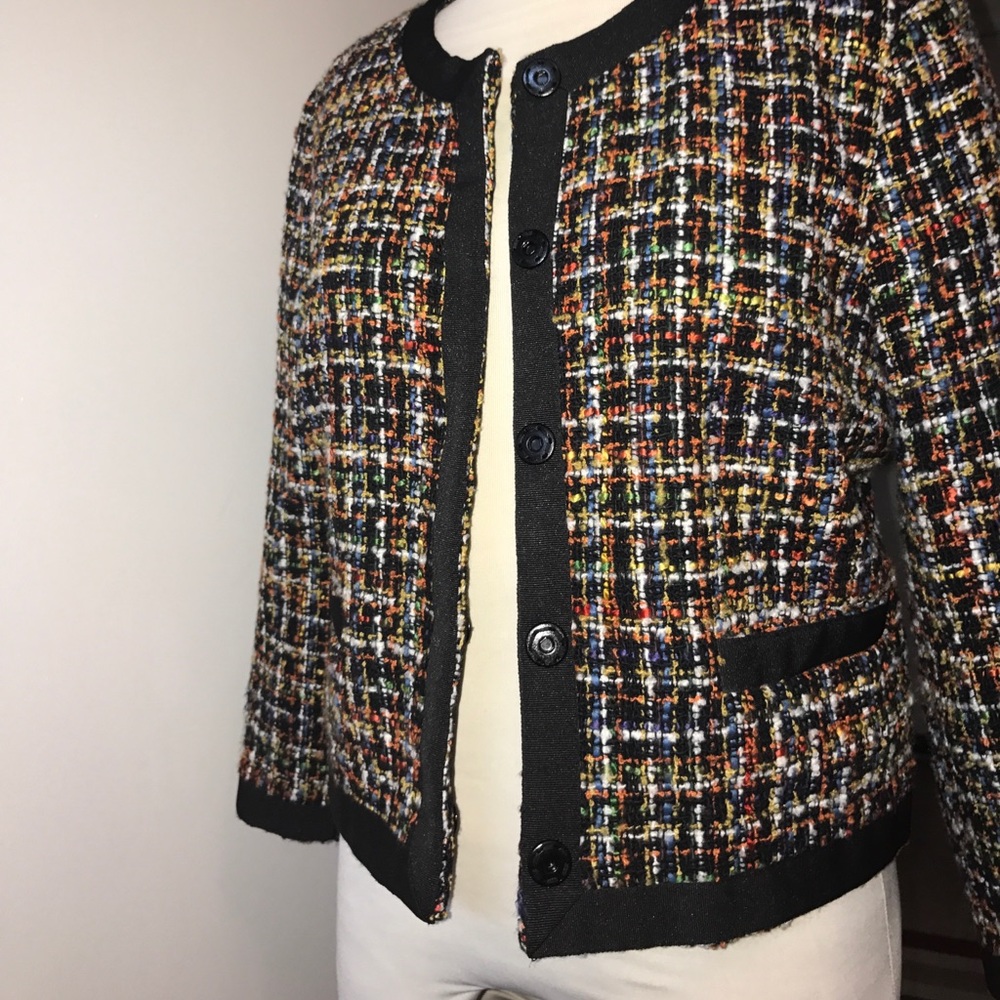 H&M Multi Color Nubby Boucle Style Jacket Sz12 - image 7