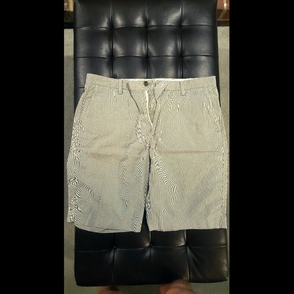 J Crew men's black and white striped shorts