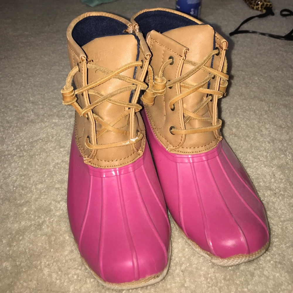 Pink sperry duck boots