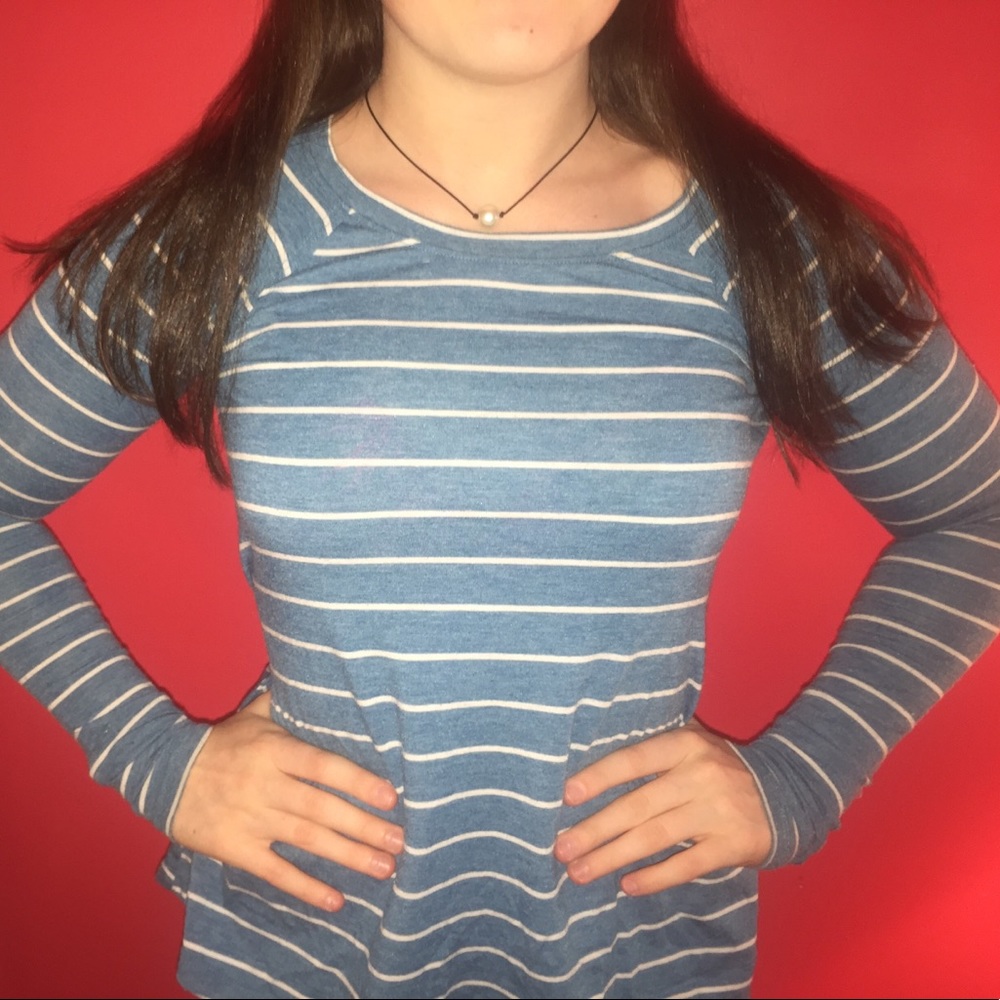 Blue and white long sleeve Hollister shirt