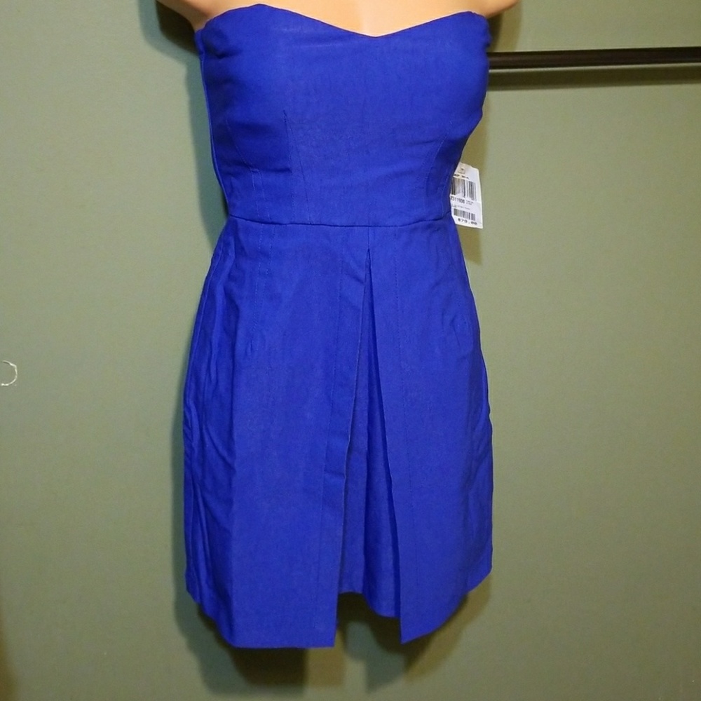 NWT  Blue Stretch Strapless Dress