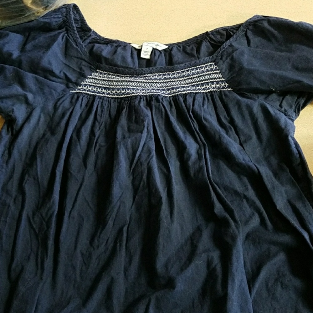 American Eagle navy embroidered cotton top