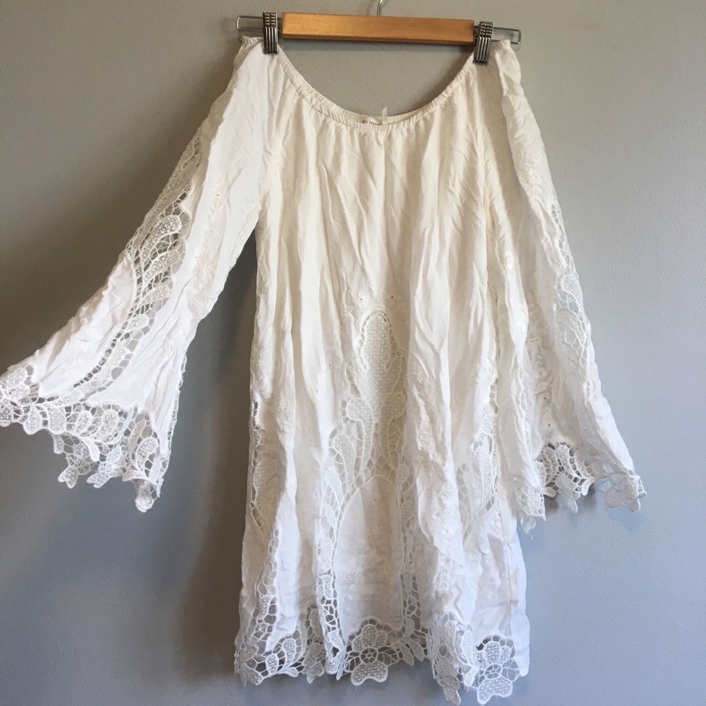 Boho white tunic dress