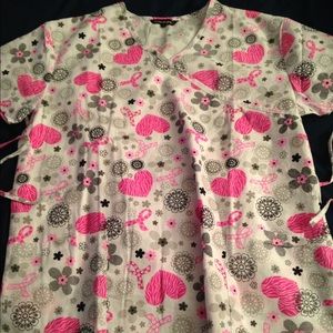 Pretty Breast Cancer Awareness Scrub Top