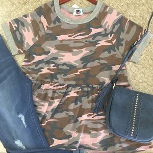NWT Boutique Baby Doll Camo Top (1x 2x 3x)