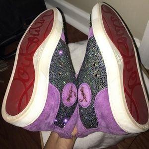 purple swarovski crystal louboutin sneakers