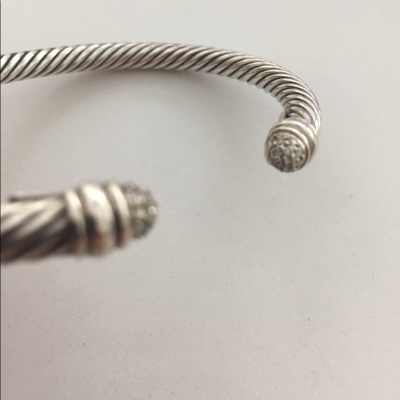 DAVID YURMAN Sculptured Cable Sterling 925 Diamond Cuff  David Yurman diamond cuff bracelet