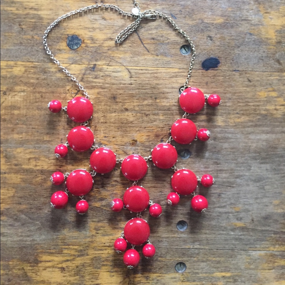 J crew red bubble necklace
