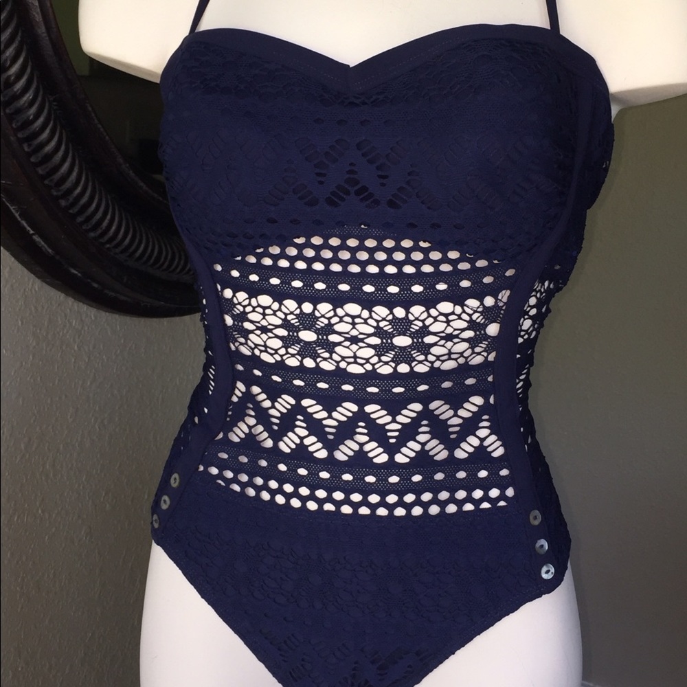 Robin Piccone Crochet One Piece Swimsuit