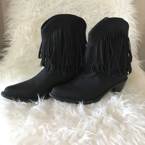 Roper Black Fringe Booties Size 8.5 - NWOT