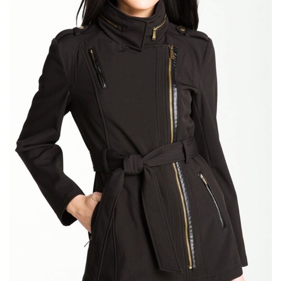 michael kors black trench coat with hood