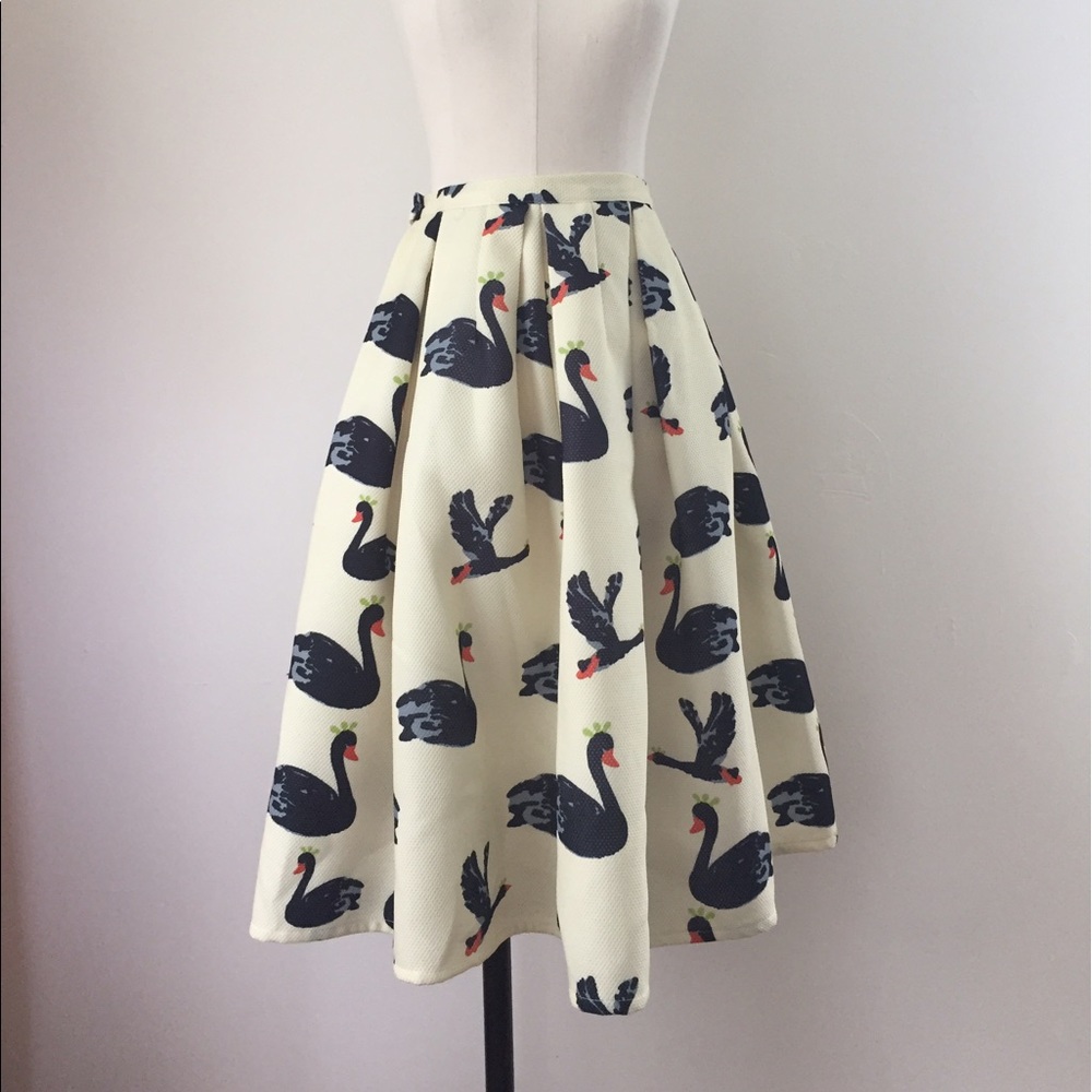 Swan Print Circle Skirt