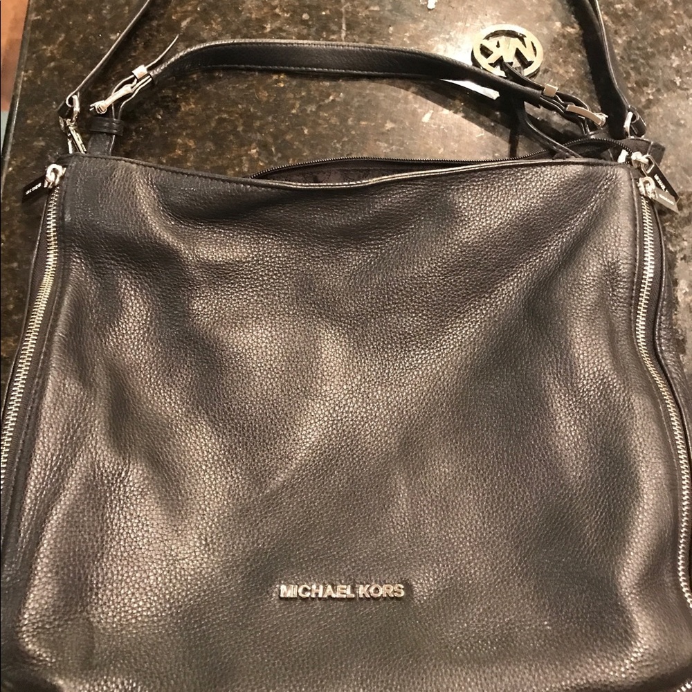 Michael Kors black leather 2 strap handbag