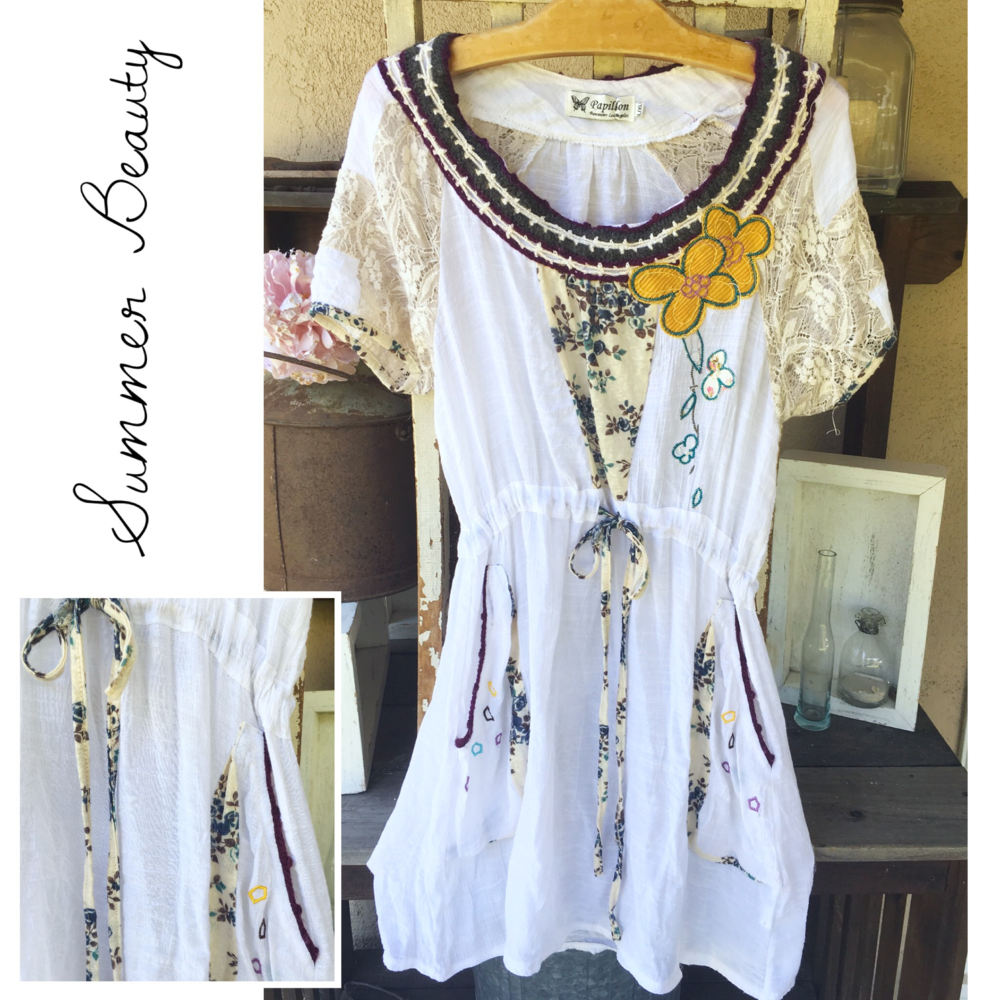 SEMI-SHEER Embroidered Crochet Dress or Cover Up