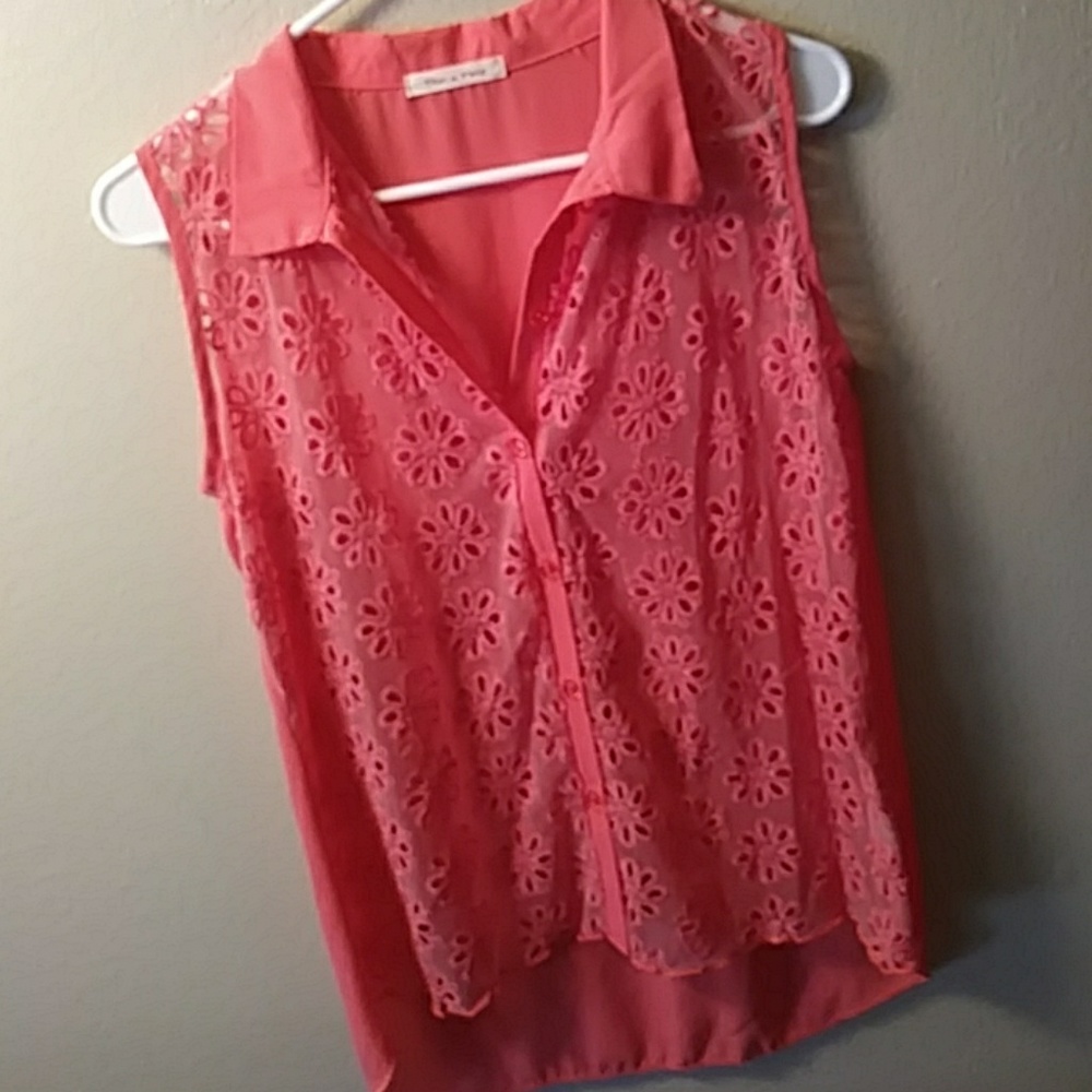 ⚡ 3 for 15Tea N Rose High Low sleeveless button up