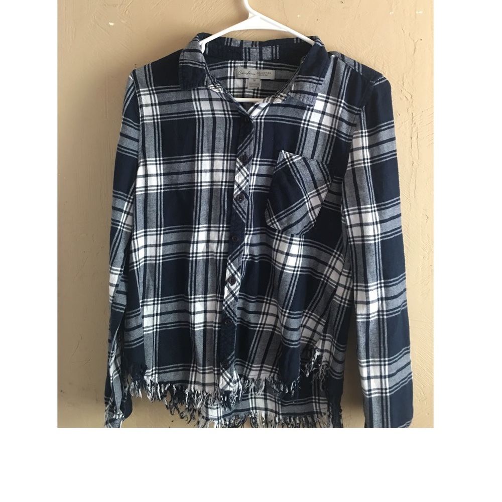Blue and white flannel NWOT