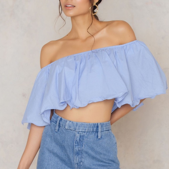 Tops - Blue off the shoulder Top