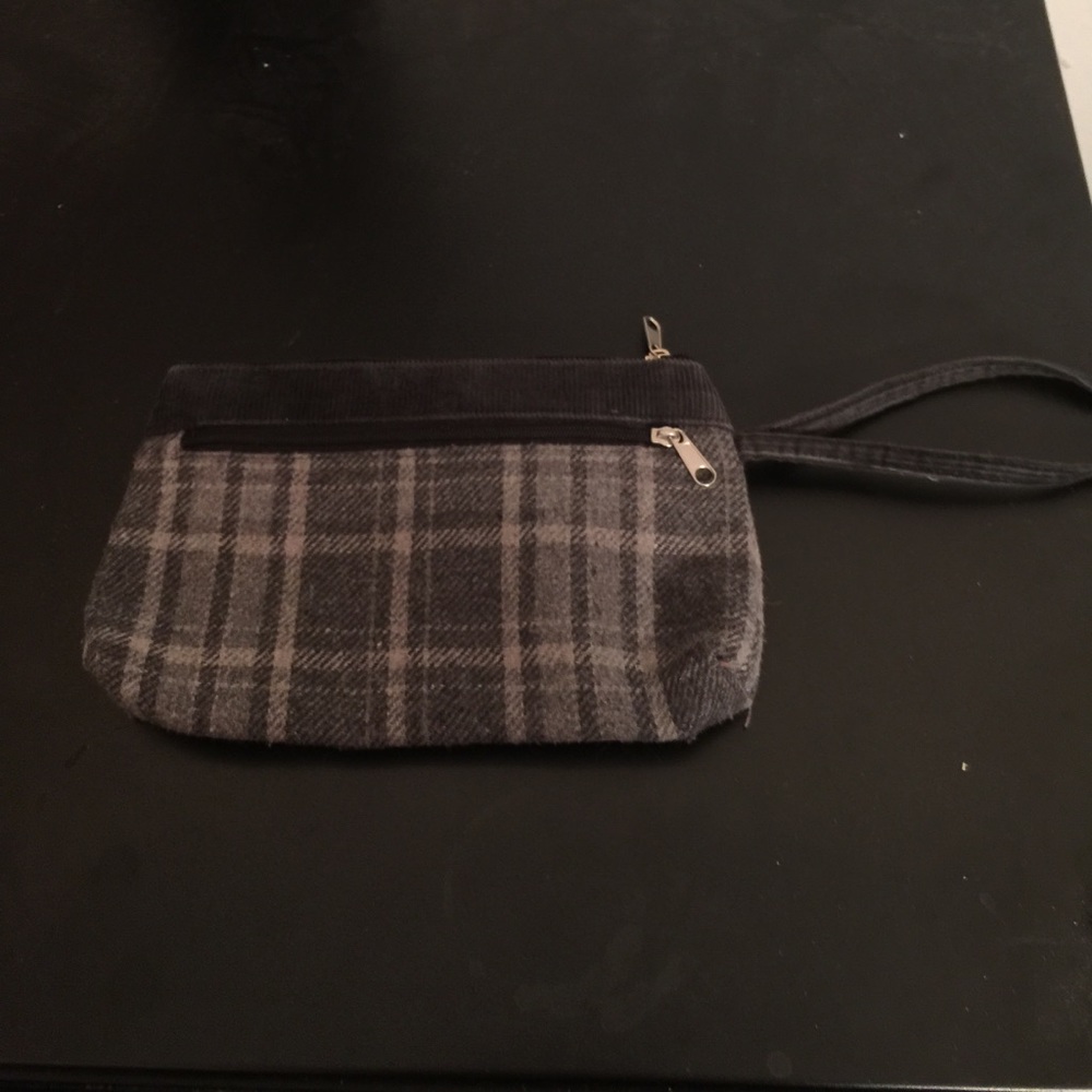 STEM gray plaid wristlet wallet purse ID holder