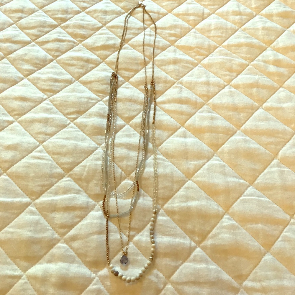 Long blue jewel necklace