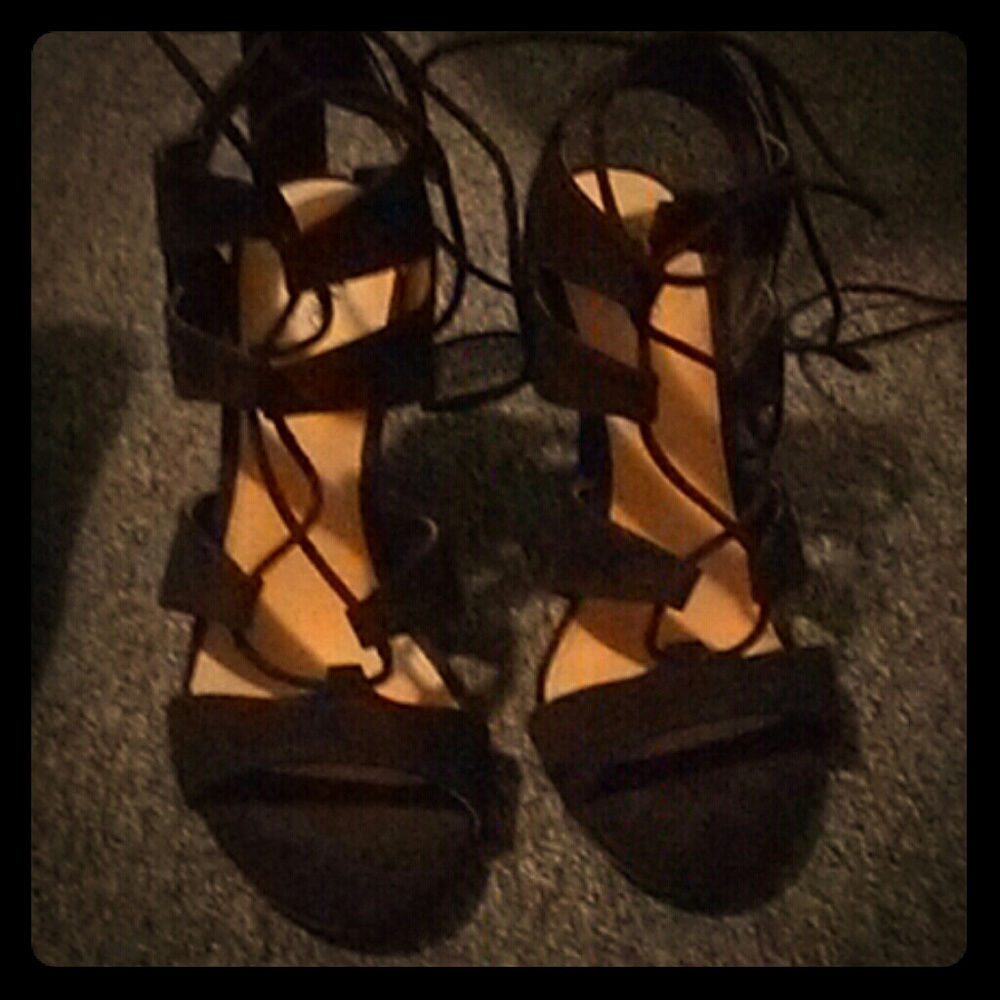 Black lace up heels