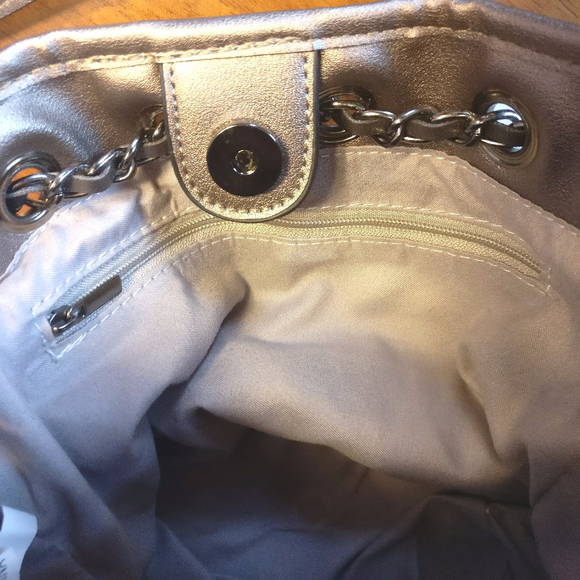 Rainbow Sequin Vegan Leather Bucket Bag - Picture 7 of 8