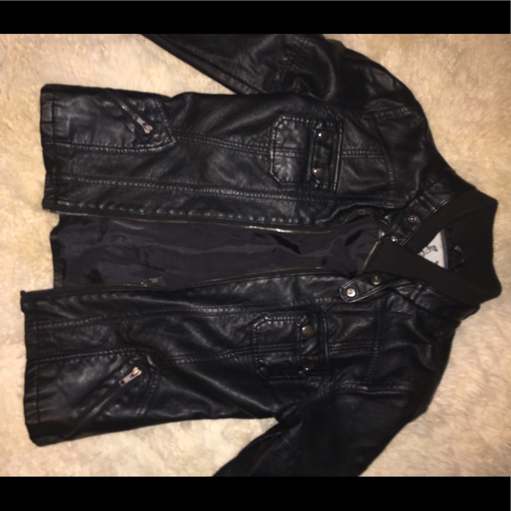 Black pleather biker jacket