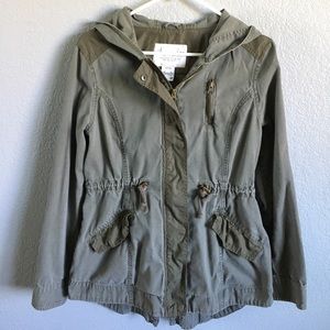 Long Green Hooded Military Jacket
