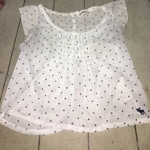 Sheer, Navy Polka Dotted Blouse from Abercrombie.