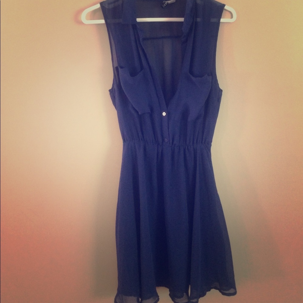 Blue short casual summer dress.