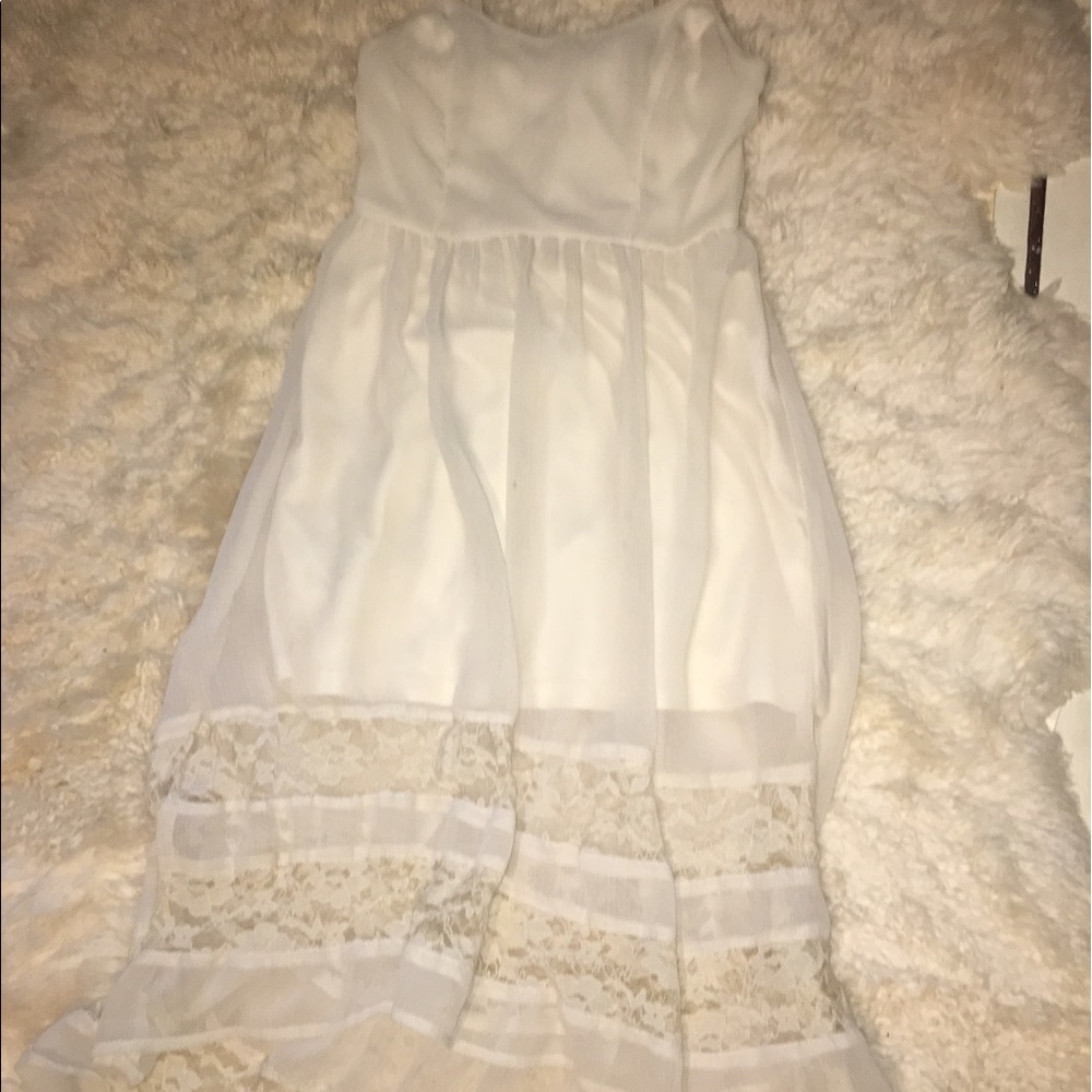 Cream lacy urban outfitters high-low dress