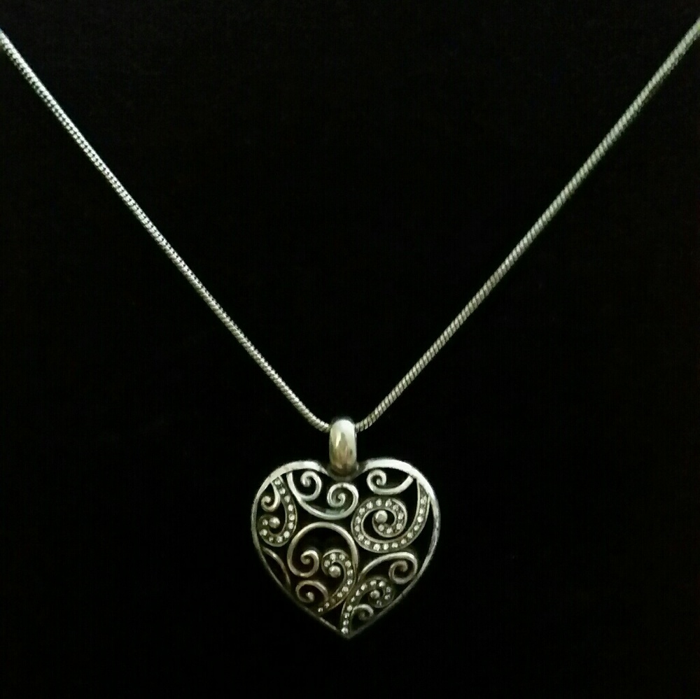 Brighton rhinestone heart necklace, 18" - Picture 1 of 3