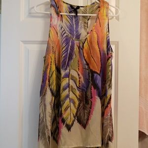 Colorful feather tank top