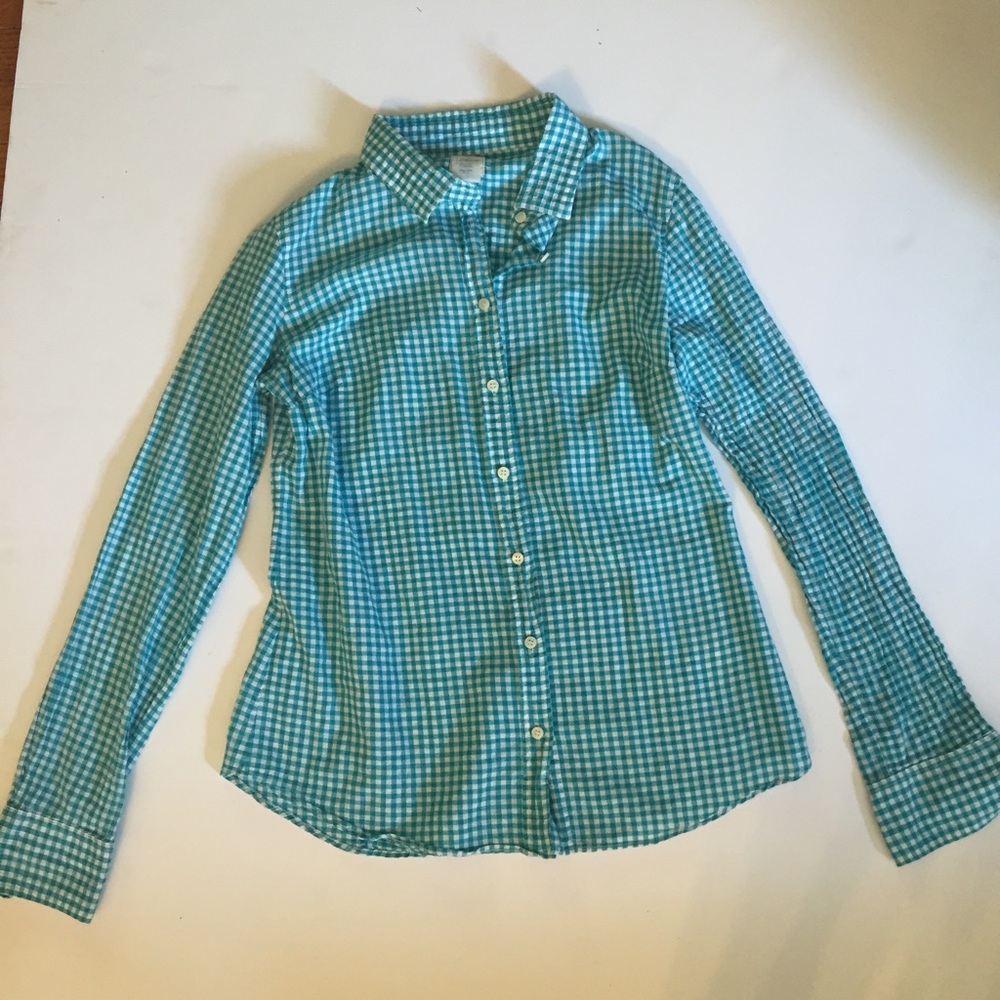 J crew gingham button down