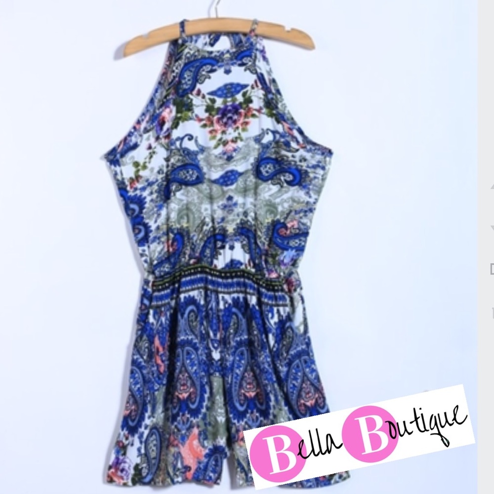 ✨HP! Floral Halter Paisley Pattern Romper - Picture 2 of 6