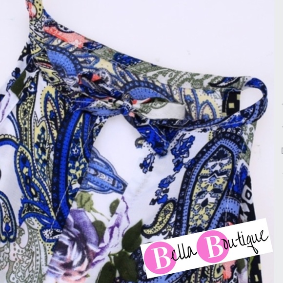 ✨HP! Floral Halter Paisley Pattern Romper - Picture 4 of 6