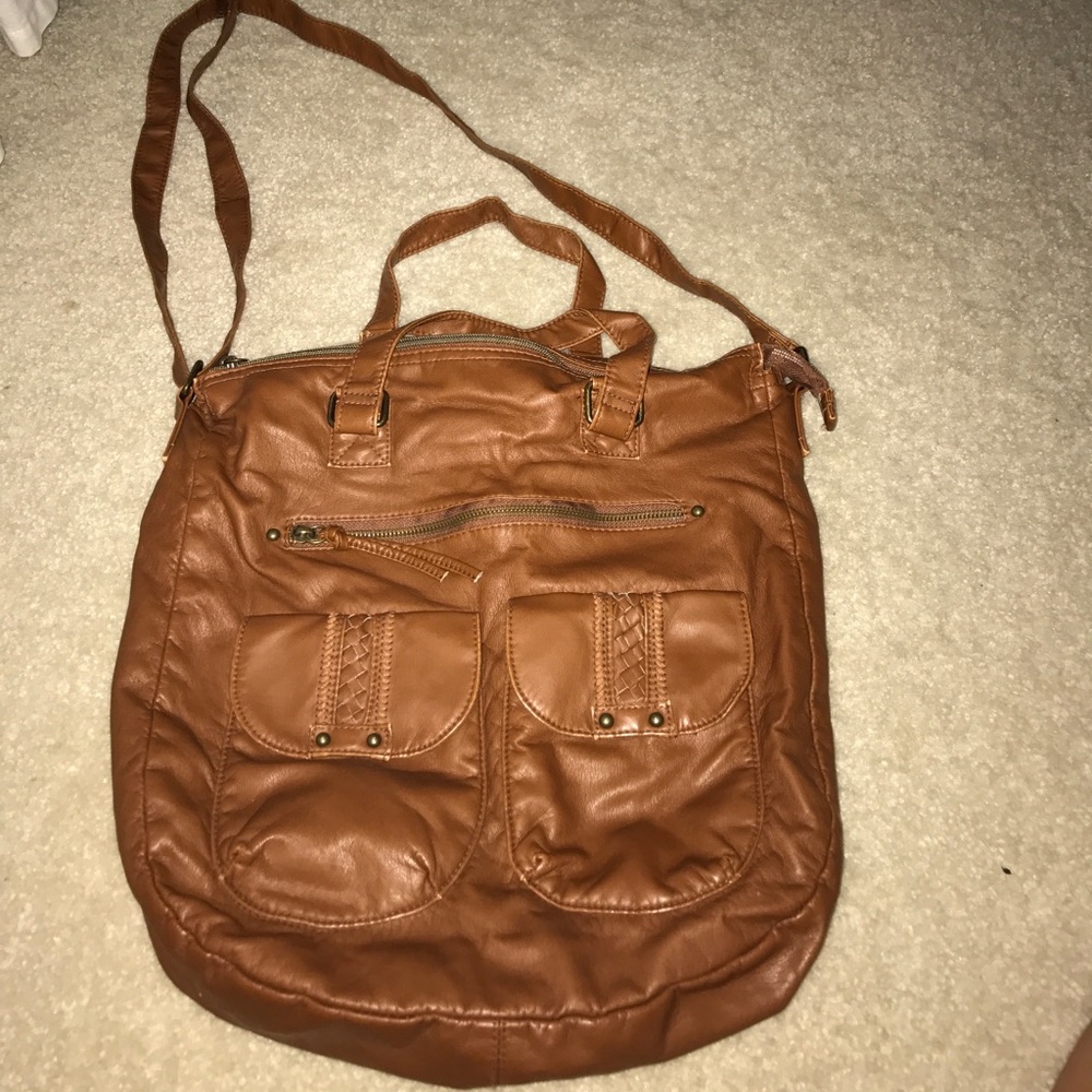 Brown leather cross body bag